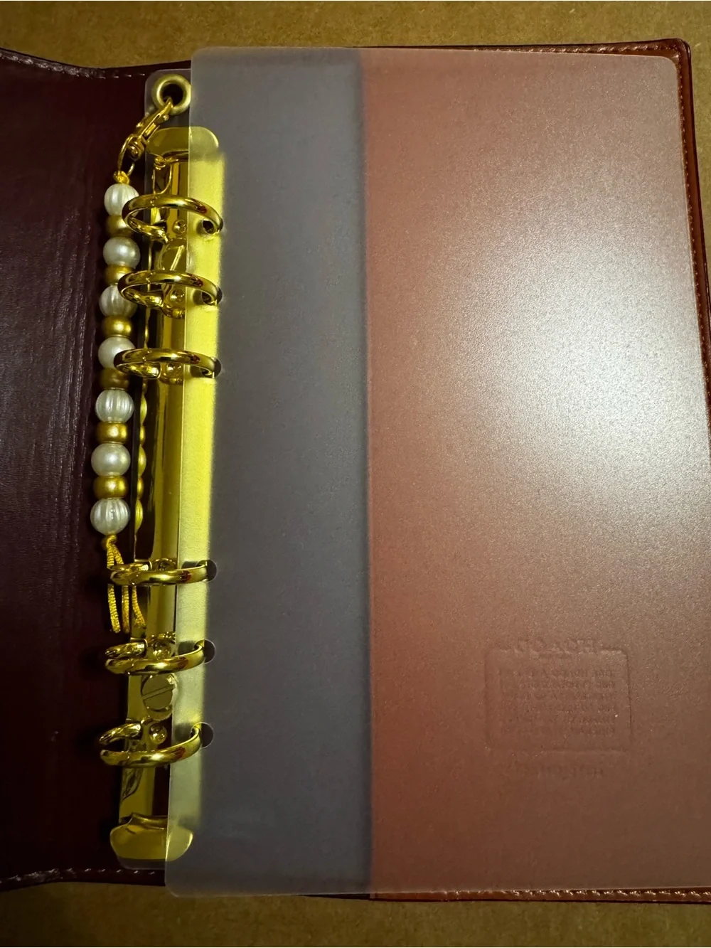 Coach Notebook Personal/A6 Binder Adapter with Beaded Charm